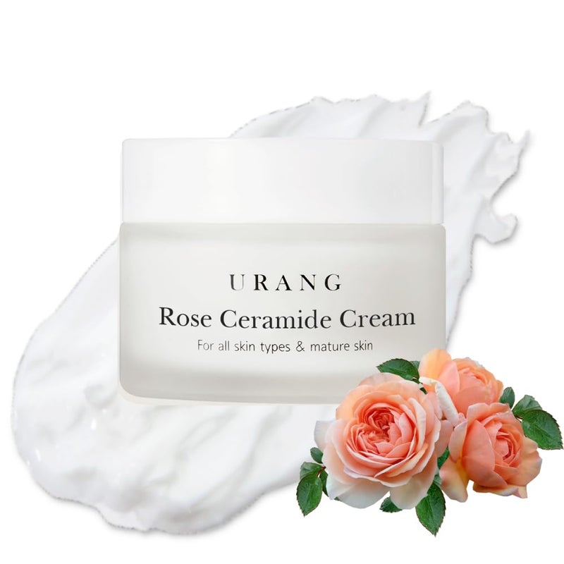 URANG Rose Ceramide Cream  Organic Natural AntiAging  Deep Ceramide Moisturizer  Natural Skin care For Oily Dry Sensitive  Mature Skin  169 oz