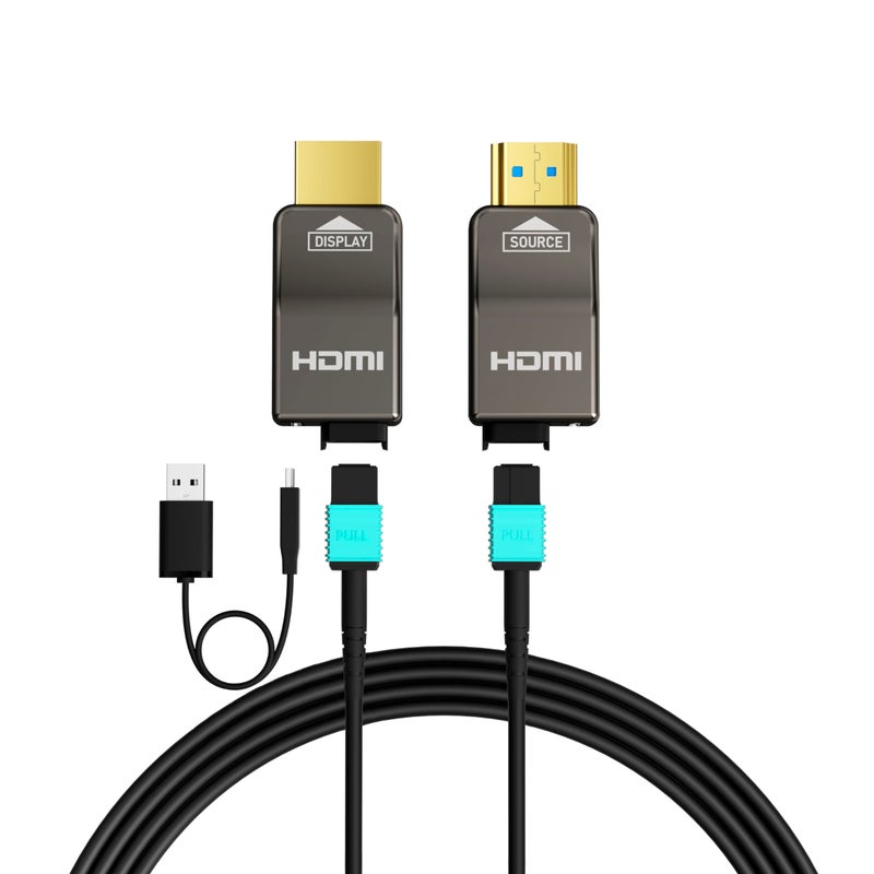 RUIPRO 8K Detachable Full Fiber Optic Armored HDMI 2.1 Cable 50FT, Ultra High Speed 48Gbps, Support 8K@60Hz 4K@120Hz, Dynamic HDR, eARC, Compatible with PS5/Xbox/Blu-ray/TV/Monitor/Projector - Image 1