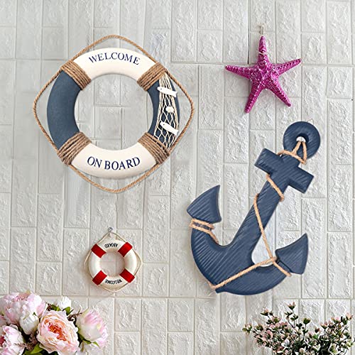Meching 13" Nautical Wooden Anchor with Rope Nautical Beach Wood Anchor Wall Art Decor Door Hanging Ornament Beach Theme Home Decoration (Blue) - Image 4