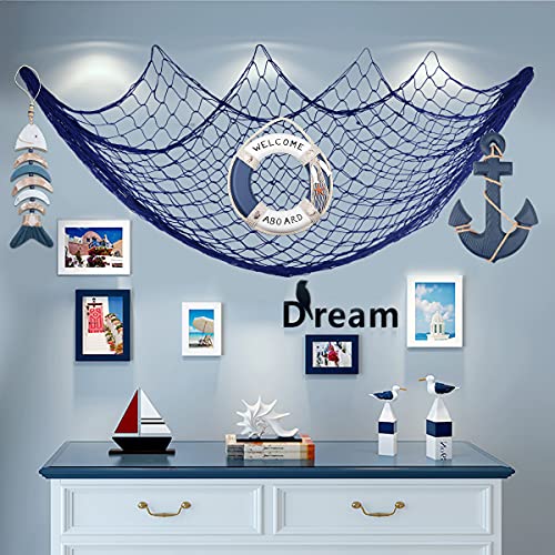 Meching 13" Nautical Wooden Anchor with Rope Nautical Beach Wood Anchor Wall Art Decor Door Hanging Ornament Beach Theme Home Decoration (Blue) - Image 5