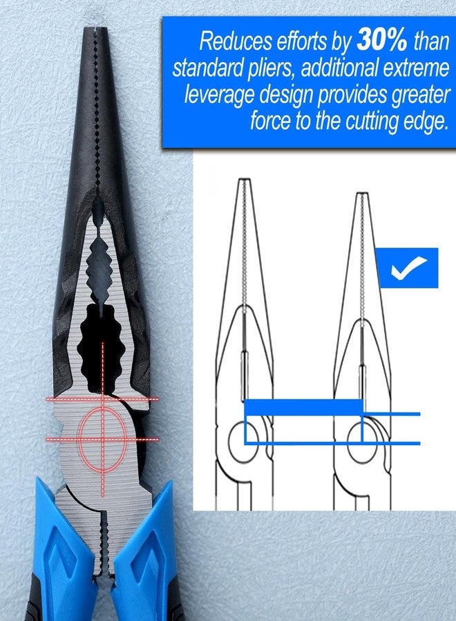 SPEEDWOX 6 Inch Long Nose Pliers High Leverage Needle Nose Pliers with Wire Cutter Serrated Jaw Pliers for Home Fishing Jewelry Crafts Cutting and Bending - Image 2