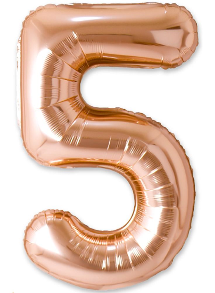 Party Time Number 5 Foil Balloon 40-inch Champagne Gold - Image 2