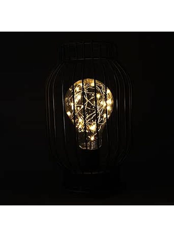 فينتاج فانوس صناعي على شكل مصباح طاولة USB مصنوع من المعدن الأسود زينة المكتب - Image 1