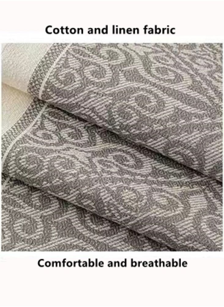 Kutis 1-Piece Geometric Tassel Table Runner Cotton and Linen White/Grey 35x180 cm  - Image 4