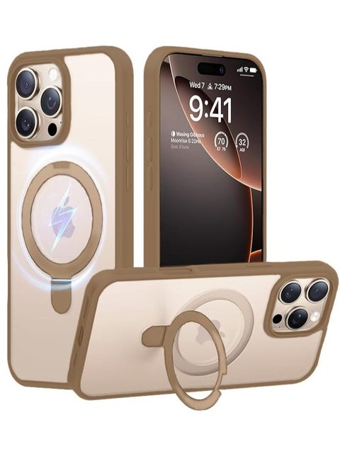 Desert Color Magnetic Kickstand Desert Titanium Compatible for iPhone 16 Pro Case [Strong Grade Drop Tested] [Compatible with MagSafe] Translucent – Desert Titanium
