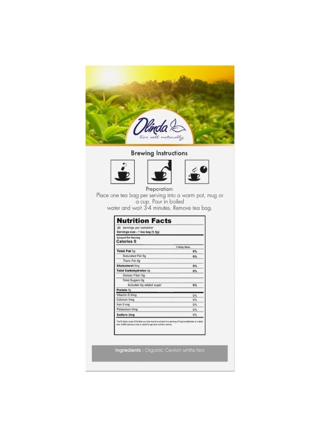 Olinda Organic White Tea 25 Teabags 37.5 G - Image 3
