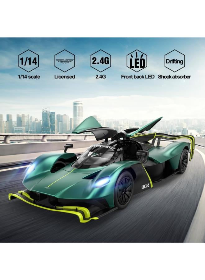 راستار سيارة راستار RC بمقياس 1/14، أستون مارتن فالكيري AMR Pro، سيارة تحكم عن بعد، نموذج أستون مارتن فالكيري للأطفال والأولاد والبالغين، لون أخضر لامع، أبواب قابلة للفتح، 2.4 جيجا هرتز - Image 2