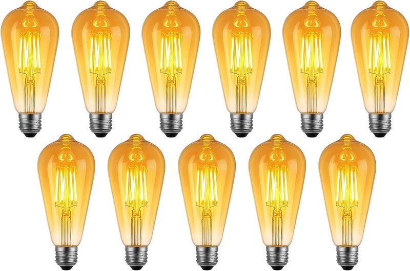 4W Vintage E27 LED Bulb, Warm White, Antique Amber Glass Decorative Bulbs, Pack of 11 - Image 1