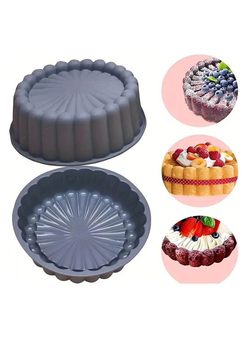 Arabest Charlotte Cake Pan Silicone, 18cm Nonstick Round Cake Molds for Cheesecake, Chocolate Cake, Brownie, Tart, Pie, Flan, Bread Baking Pans(Grey)  - Image 2