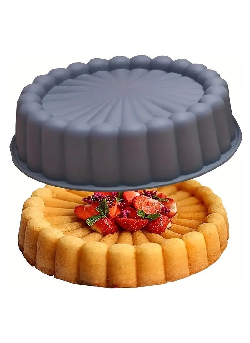 Arabest Charlotte Cake Pan Silicone, 18cm Nonstick Round Cake Molds for Cheesecake, Chocolate Cake, Brownie, Tart, Pie, Flan, Bread Baking Pans(Grey)  - Image 4