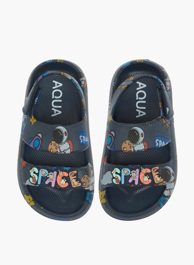 Aqua Boys Printed Hook & Loop Sandals - Image 2