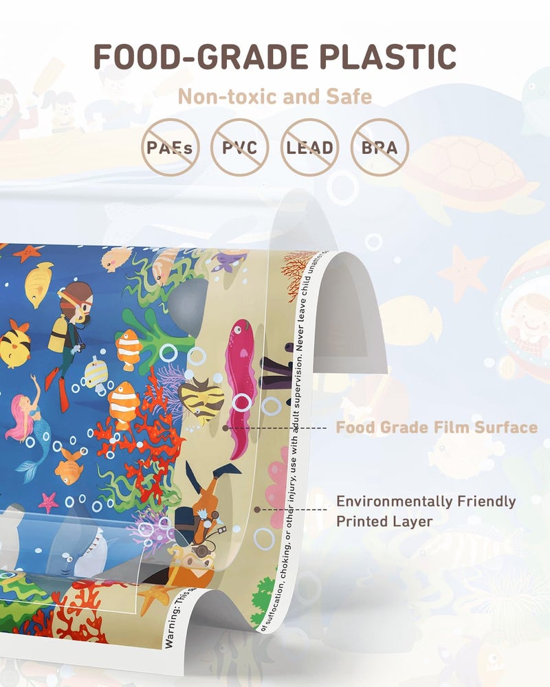 Babebay Disposable Stick-on Placemats 40 Pack for Baby & Kids & Toddler, Sticky Placemats Restaurant Table Mats 12" x 18" (Seabed Scuba) - Image 2