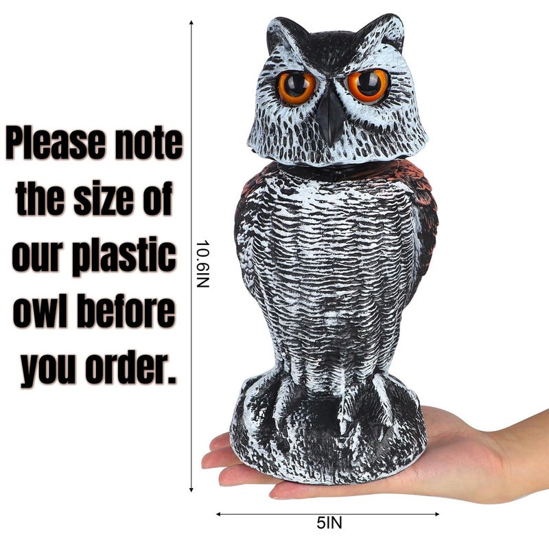 Hausse 3 Pack Bird Scarecrow Fake Horned Owl Decoy, Rotating Head Plastic Owl Bird Deterrents, Nature Enemy Horned Pest Repellent for Outdoor Garden - Image 2