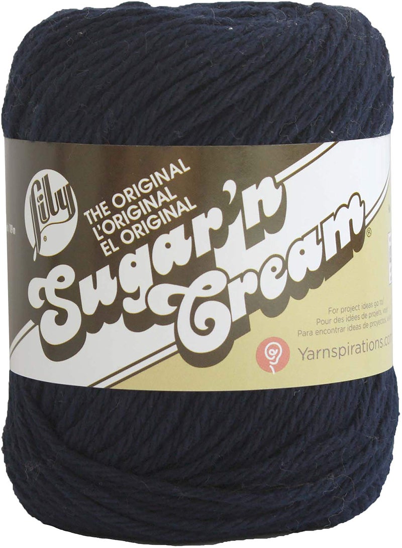Lily Sugar 'N Cream The Original Solid Yarn, 2.5oz, Medium 4 Gauge, 100% Cotton - Bright Navy - Machine Wash & Dry - Image 1
