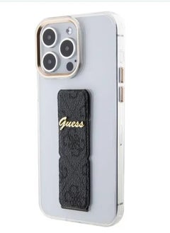 GUESS iPhone 15 Pro Grip Stand Clear Back Cover with 4G Script Logo - Black  - Image 3