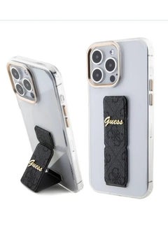 GUESS iPhone 15 Pro Grip Stand Clear Back Cover with 4G Script Logo - Black  - Image 5