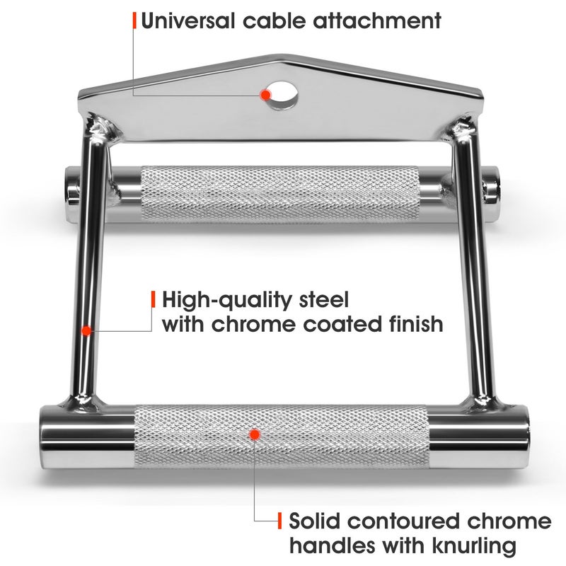 Yes4All Seated Row Double D Handle Cable Attachment â€“ Double D Grip / Double Row Handle for Cable Attachment (Chrome) - Image 4