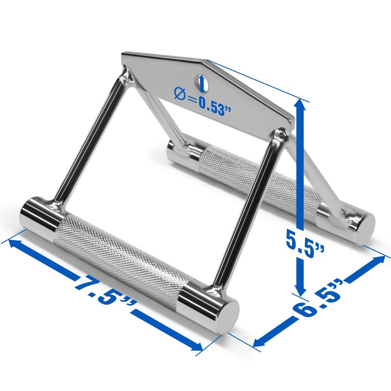 Yes4All Seated Row Double D Handle Cable Attachment â€“ Double D Grip / Double Row Handle for Cable Attachment (Chrome) - Image 2