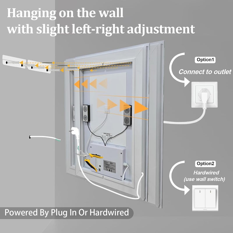 WISFOR Bathroom Mirror with LED Light: Bluetooth Lighted Bathroom Mirror 500x700mm Wall Lighted Mirror with Bluetooth Speakers Dimmable 3 Color Lighting Anti-fog Memory Function Rectangle - Image 5