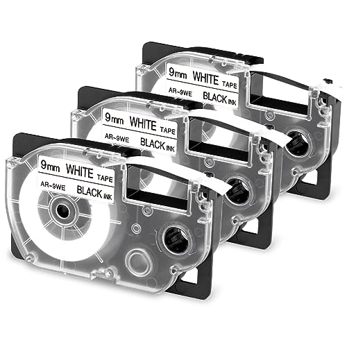 Labelife XR-9WE Replace for Casio Label It Tape 9mm 3/8'' XR-9WE XR9WE XR-9WE2S Black on White Tape Cassette Comaptible Casio EZ Label Printer KL-750 KL-60 KL-100 KL-120 KL-430 KL-780 KL-7200, 3-Pack - Image 1