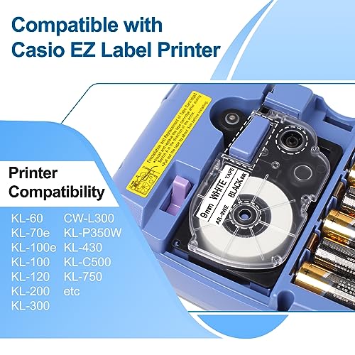 Labelife XR-9WE Replace for Casio Label It Tape 9mm 3/8'' XR-9WE XR9WE XR-9WE2S Black on White Tape Cassette Comaptible Casio EZ Label Printer KL-750 KL-60 KL-100 KL-120 KL-430 KL-780 KL-7200, 3-Pack - Image 2