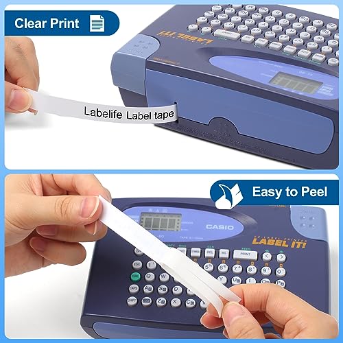 Labelife XR-9WE Replace for Casio Label It Tape 9mm 3/8'' XR-9WE XR9WE XR-9WE2S Black on White Tape Cassette Comaptible Casio EZ Label Printer KL-750 KL-60 KL-100 KL-120 KL-430 KL-780 KL-7200, 3-Pack - Image 4