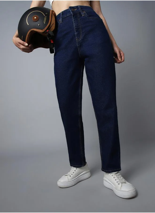 HIGH STAR High Rise Mom Fit Jeans with Pockets by Styli