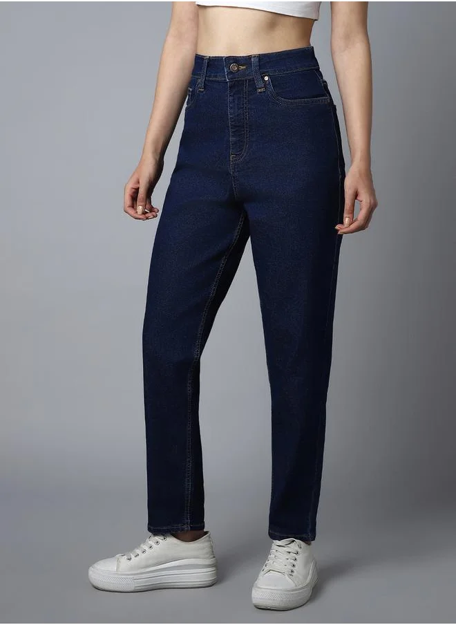 HIGH STAR High Rise Mom Fit Jeans with Pockets by Styli