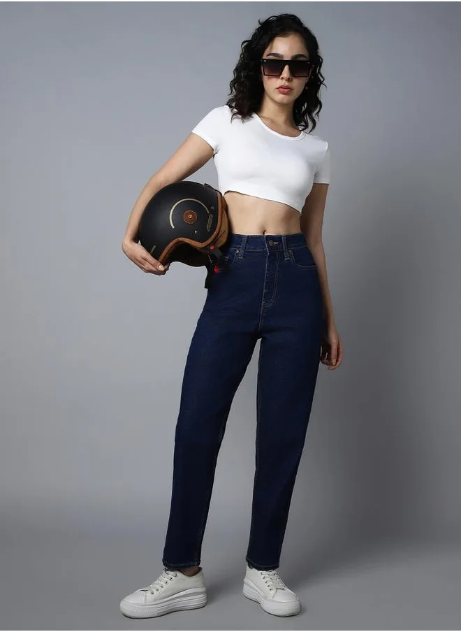 HIGH STAR High Rise Mom Fit Jeans with Pockets by Styli
