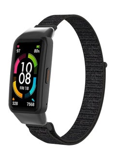 Generic Nylon Band for Honor Band 6/Huawei Band 6 Pro/Huawei Band 6,Nylon Watch Strap Sport Wristband Soft Replacement Watch Strap Adjusable Wrist for Women Men (Black Red)  - Image 1