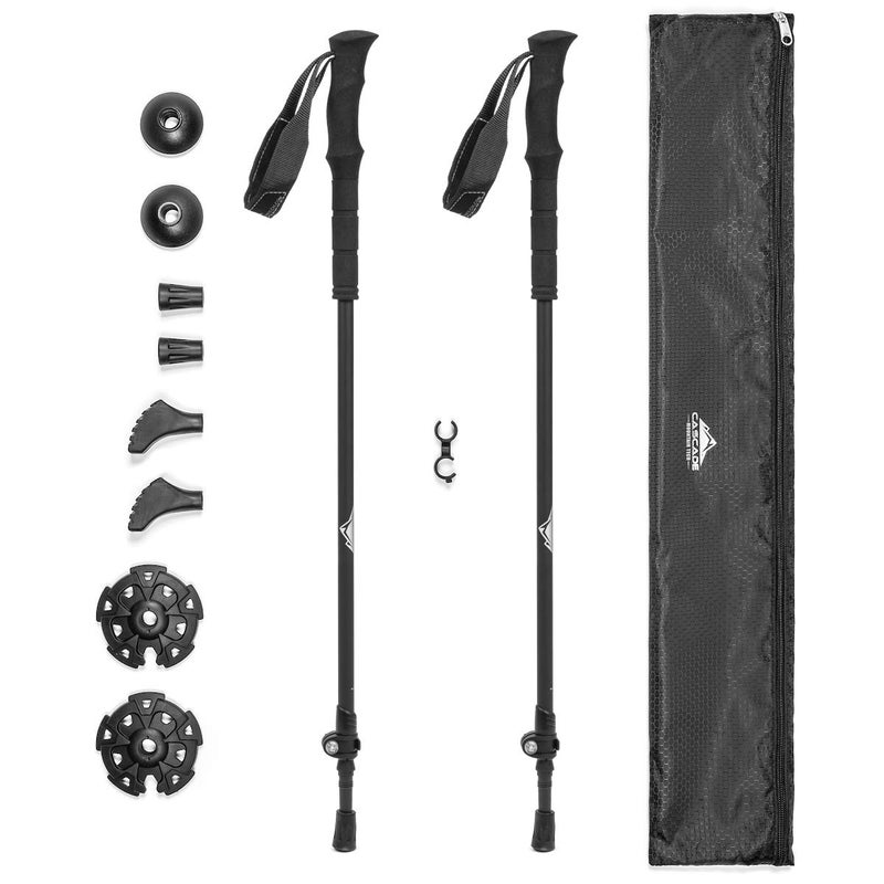 Cascade Mountain Tech Trekking Poles - Ultralight 2 Piece Carbon Fiber Walking or Hiking Sticks with Quick Adjustable Locks (Set of 2) , Black - Image 1