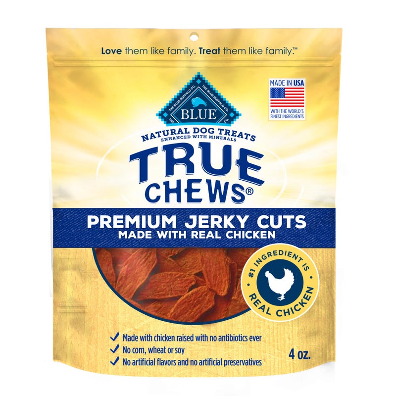 Blue Buffalo True Chews Premium Jerky Cuts Dog Treats, Made in the USA with Natural Ingredients and No Antibiotics Ever, Chicken, 4-oz. Bag - Image 1