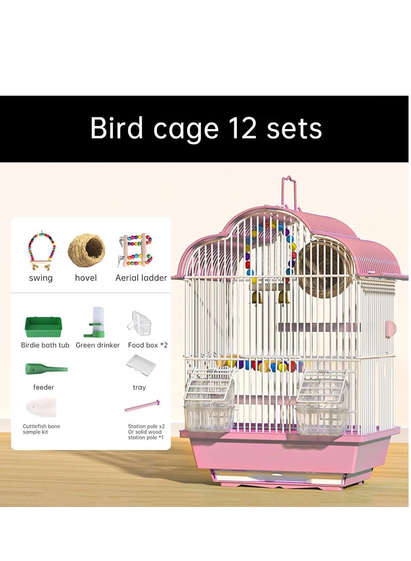 GUDOO Bird Cage Parakeet Birdcage Hanging Bird House with Ladder Swing and Bird's Nest Bird House Accessories for Budgie Parakeets Finches Canaries Lovebirds Small Parrots Cockatiels - Image 2