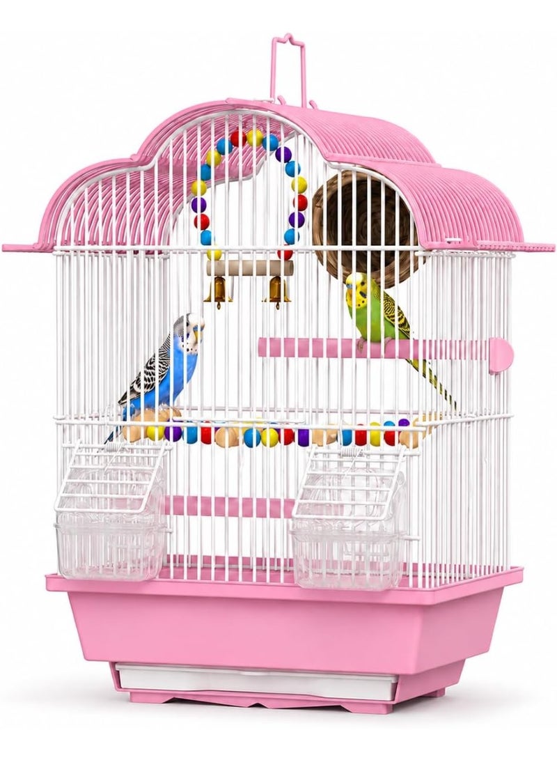 GUDOO Bird Cage Parakeet Birdcage Hanging Bird House with Ladder Swing and Bird's Nest Bird House Accessories for Budgie Parakeets Finches Canaries Lovebirds Small Parrots Cockatiels - Image 1