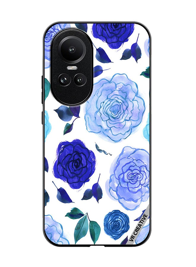 VR CREATIVE Protective Case Cover For Oppo Reno 10 Blue Smot Flower Design Multicolour - Image 1