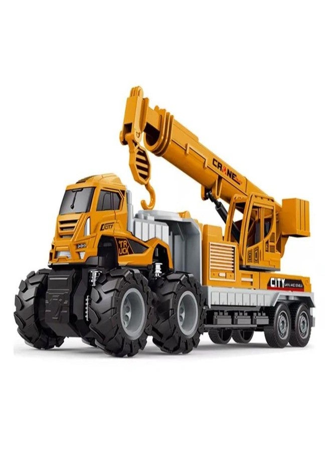 Spindoo1:43 4WD Diecast Metal Construction Crane Truck with Friction Powered Car Vehicle Operational Parts, Strong Material, Ideal Toys fo Durable & Engaging Kids Toys (Age 3+) - Image 1