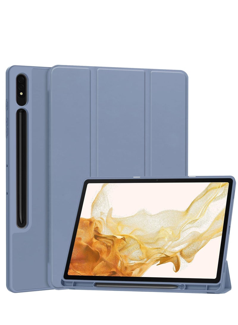 Compatible with Samsung Galaxy Tab S9 Plus Case 12.4 inch Case with Built-in S Pen Holder Slim Case Smart Case Multi-Angle Viewing Protective Case with Soft TPU Back Auto Sleep/Wake (Purple) - Image 1