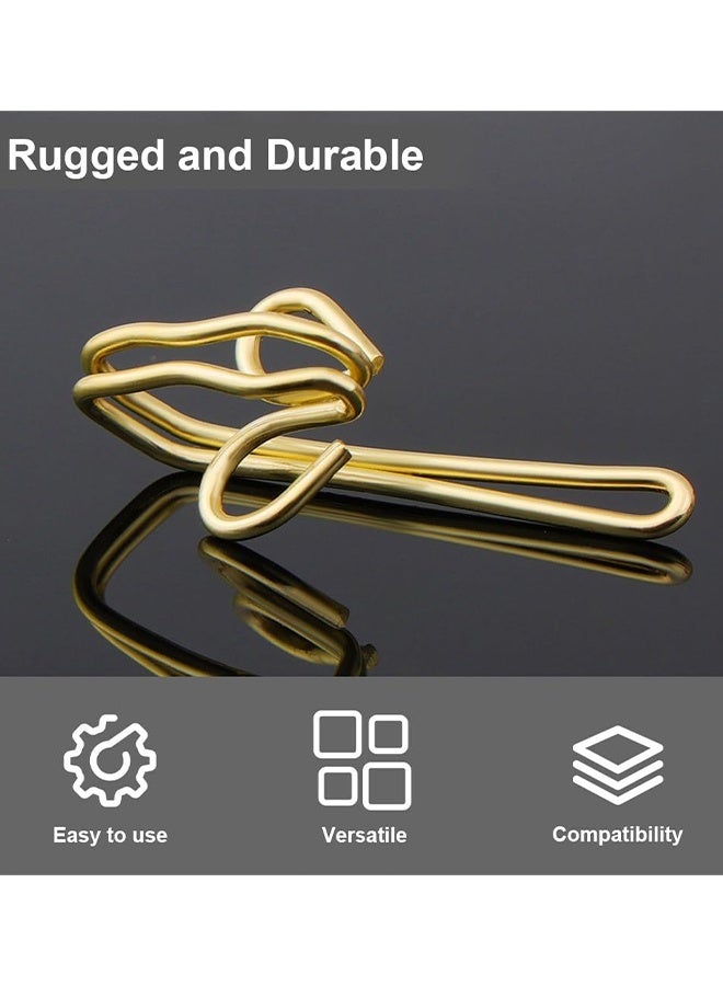 خطافات ستائر، 50 قطعة من خطافات الستائر المعدنية، خطافات ستائر شديدة التحمل، شريط رأس ستائر معدني مقاوم للصدأ (ذهبي) - Image 3