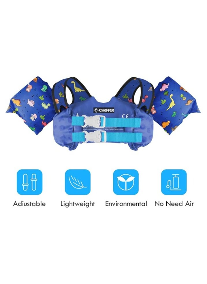 Cuken Swimming Training Aid Children Buoyancy Aid Swim Assistance, Kids Swim Vest Life Jacket for 15-30 kg Boys and Girls, Toddler Floaties with Shoulder Harness Arm Wings for 2,3,4,5,6,7 Years Old Baby Blue  - Image 4