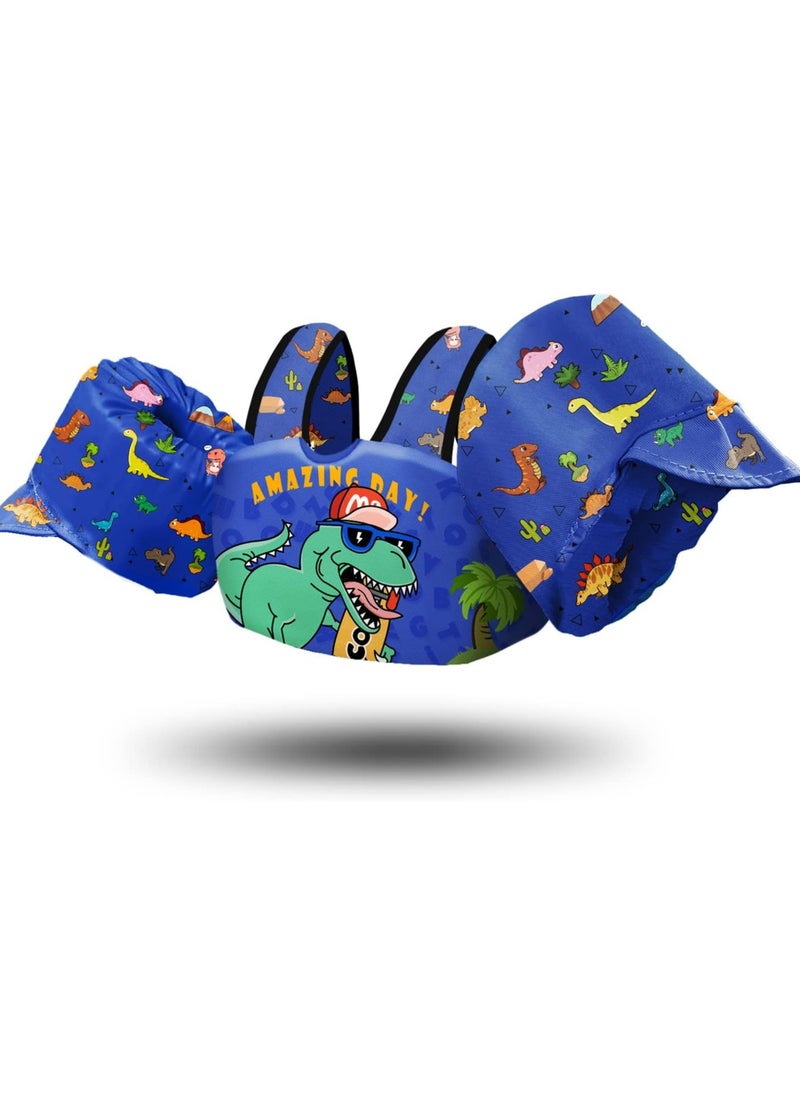 Cuken Swimming Training Aid Children Buoyancy Aid Swim Assistance, Kids Swim Vest Life Jacket for 15-30 kg Boys and Girls, Toddler Floaties with Shoulder Harness Arm Wings for 2,3,4,5,6,7 Years Old Baby Blue  - Image 2