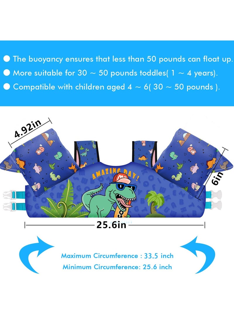Cuken Swimming Training Aid Children Buoyancy Aid Swim Assistance, Kids Swim Vest Life Jacket for 15-30 kg Boys and Girls, Toddler Floaties with Shoulder Harness Arm Wings for 2,3,4,5,6,7 Years Old Baby Blue  - Image 3