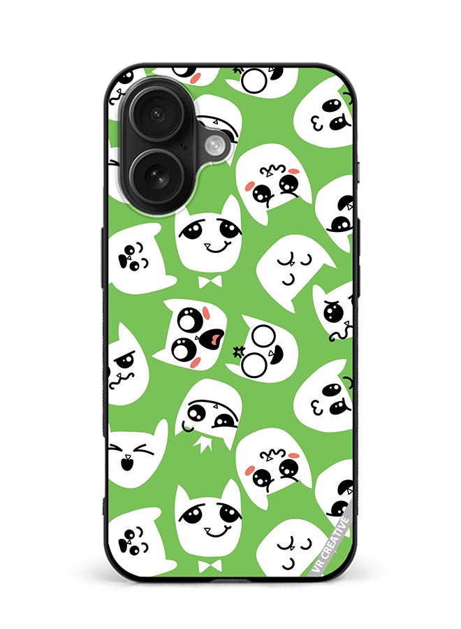 Protective Case Cover For Apple iPhone 16 Plus Doodle Cat Emoticons Design Multicolour