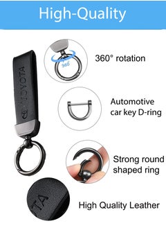 KeyAmor Elegant black metal and leather keychain with TOYOTA logo featuring 3 key rings perfect as a fancy gift or car accessory designed in sleek black for a modern look offers 360 degree rotation for convenience suitable for both men and women and comes in a fancy gift box  - Image 3