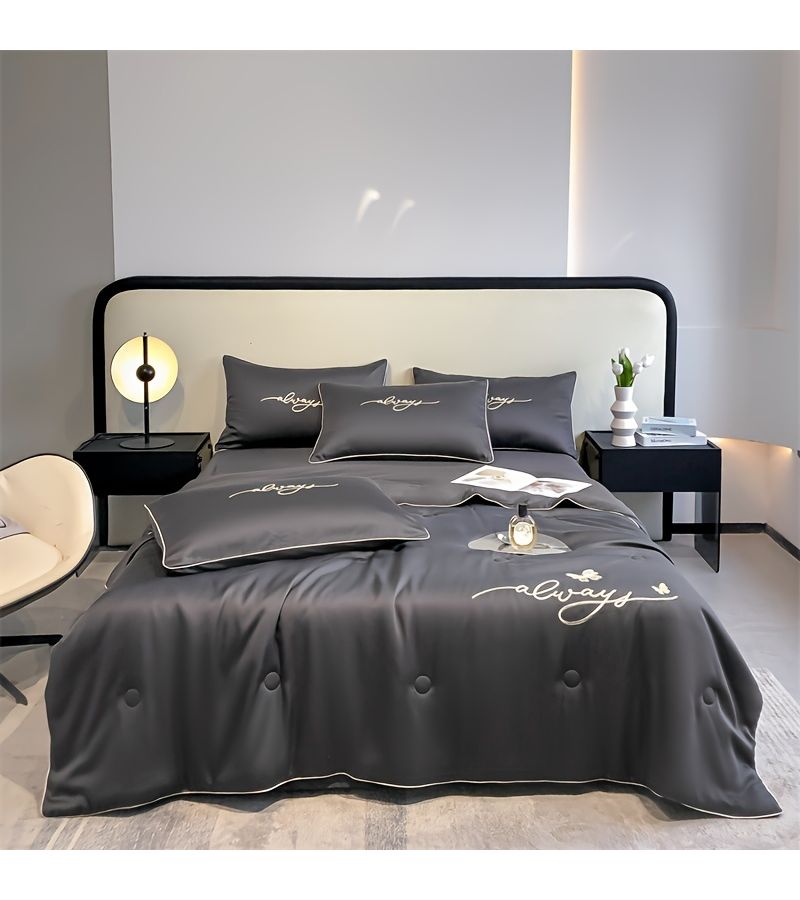 1pc Ultra Soft Summer Cool Quilt White 59.06 By 78.74 Inch Luxury Ice Fiber Fabric Embroidered Comfortable Air Conditioner Thin Bedding - Image 4