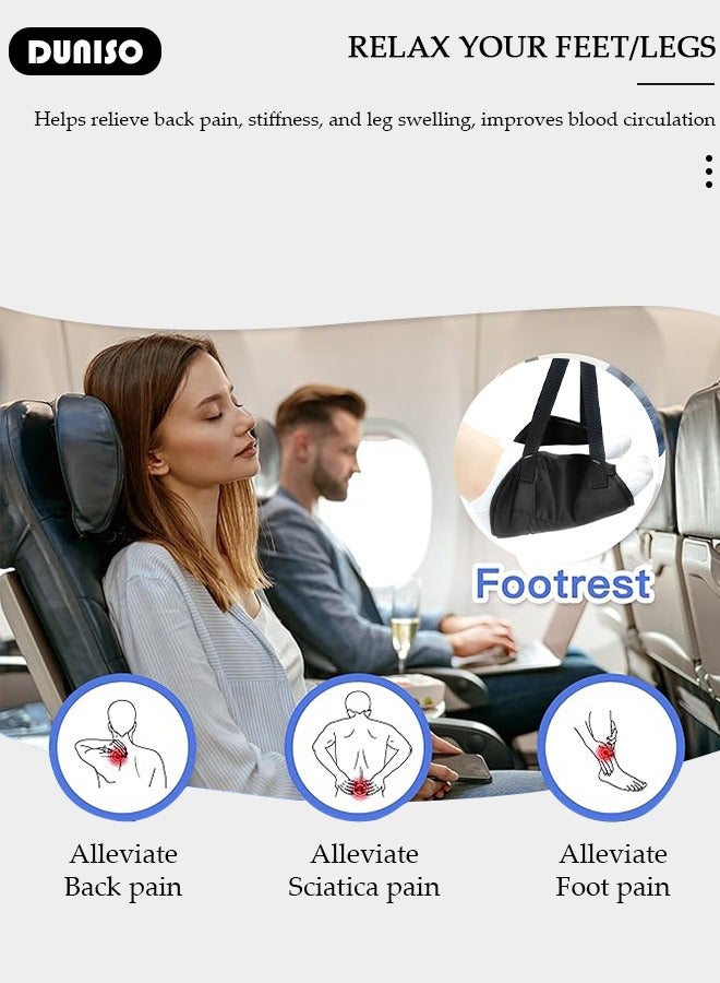 DUNISO Airplane Footrest with Memory Foam, Adjustable Airplane Foot Hammock with Mesh Material, Portable Travel Foot Rest, Travel Essentials for Airplane Travel, Long Flight, Bus, Train & Office - Image 2