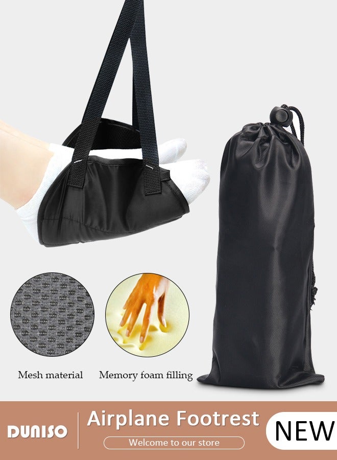 DUNISO Airplane Footrest with Memory Foam, Adjustable Airplane Foot Hammock with Mesh Material, Portable Travel Foot Rest, Travel Essentials for Airplane Travel, Long Flight, Bus, Train & Office - Image 1