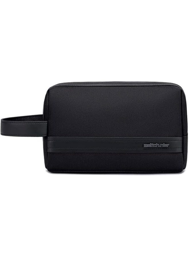 أركتيك هانتر حقيبة أدوات الزينة الصغيرة Arctic Hunter للرجال، حقيبة أدوات الحلاقة، حقيبة سفر مقاومة للماء، حقيبة تخزين وحقيبة غسيل، حقيبة يد لملحقات الأجهزة الإلكترونية المحمولة، لون أسود - Image 1