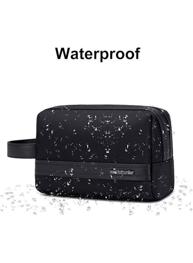 أركتيك هانتر حقيبة أدوات الزينة الصغيرة Arctic Hunter للرجال، حقيبة أدوات الحلاقة، حقيبة سفر مقاومة للماء، حقيبة تخزين وحقيبة غسيل، حقيبة يد لملحقات الأجهزة الإلكترونية المحمولة، لون أسود - Image 4