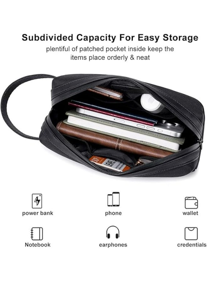 أركتيك هانتر حقيبة أدوات الزينة الصغيرة Arctic Hunter للرجال، حقيبة أدوات الحلاقة، حقيبة سفر مقاومة للماء، حقيبة تخزين وحقيبة غسيل، حقيبة يد لملحقات الأجهزة الإلكترونية المحمولة، لون أسود - Image 3