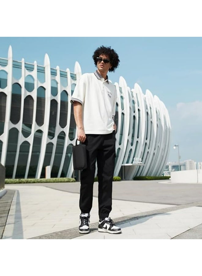 أركتيك هانتر حقيبة أدوات الزينة الصغيرة Arctic Hunter للرجال، حقيبة أدوات الحلاقة، حقيبة سفر مقاومة للماء، حقيبة تخزين وحقيبة غسيل، حقيبة يد لملحقات الأجهزة الإلكترونية المحمولة، لون أسود - Image 5